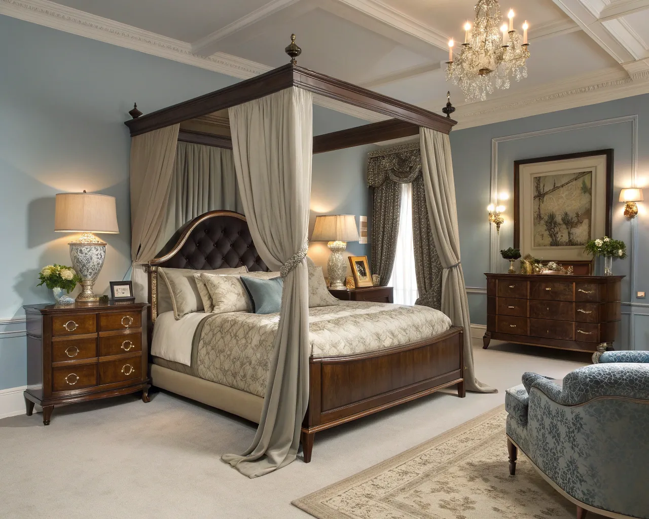 Home staging av ett elegant sovrum